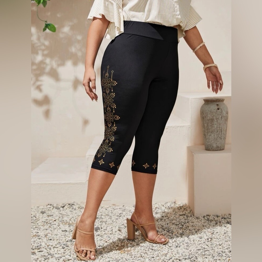 Black Gold Pattern Pants